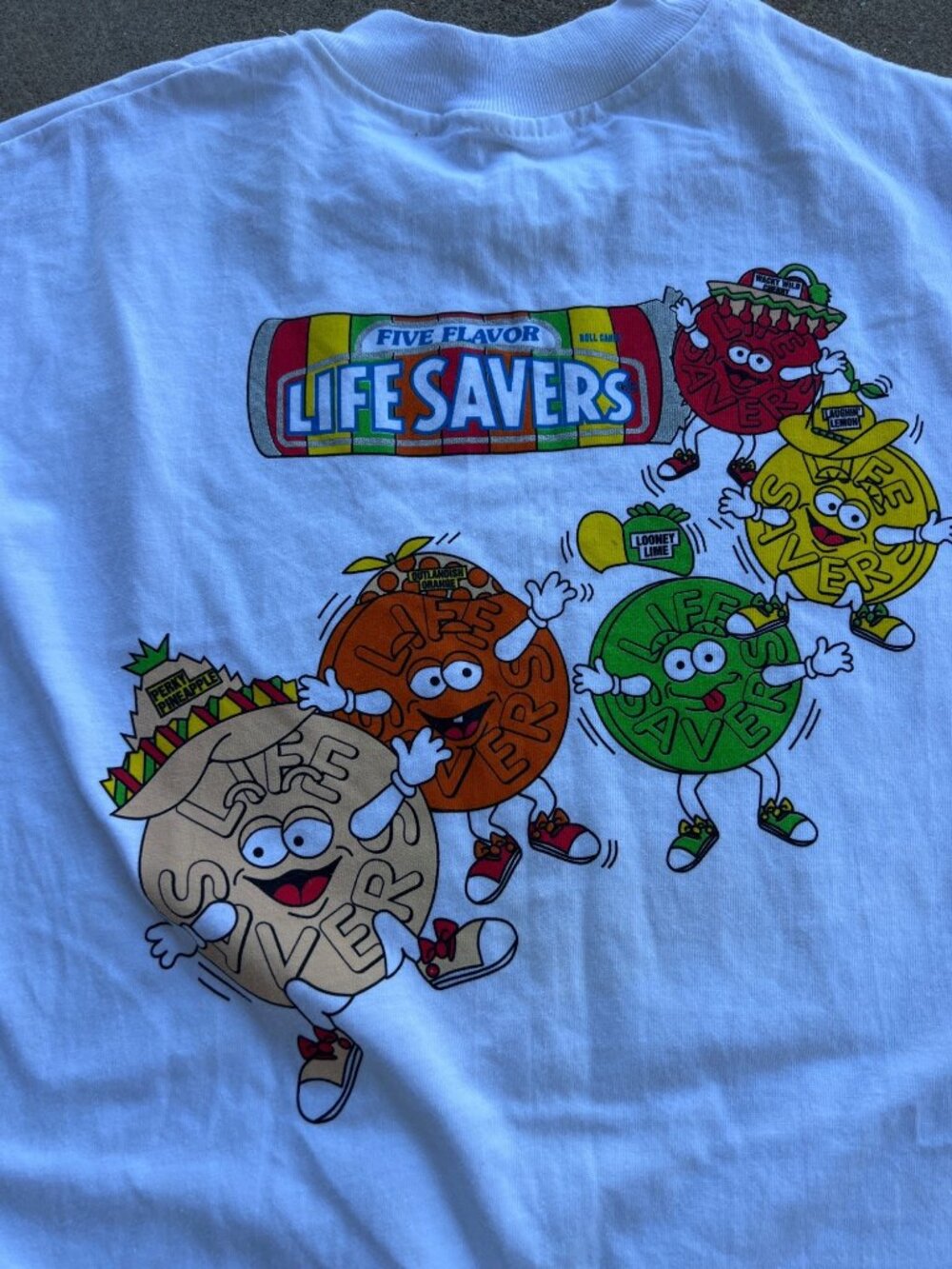 Vintage Life Savers White Graphic T-Shirt Isnt Life Delicious Hanes Beefy-T XL O